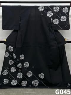 有松鳴海絞り 浴衣 夏物 薔薇 綿 墨黒地 G045 - メルカリ