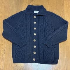 美品 INVERALLAN グレーネイビー ケーブルニットセーター メンズML