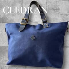 CLEDRANクレドラン トートバック 持ち手レザー ネイビー 2way - メルカリ