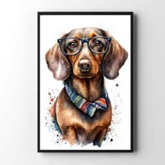 PET181】ダックスフント 犬アート 水彩 いぬの絵 カッコイイ犬 - メルカリ