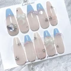 ネイルチップ 現品当日発送 オーダー ちゅるん スナ系 ワンホン 韓国
