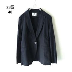 23区 テーラードジャケット ネイビー サイズ40 麻混 リネン 紺 オン