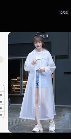 半透明 レインコート フード付き ロング丈　Lサイズのサムネイル