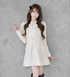 ロゼミューズ ribbon tie tweed mini onepiece - メルカリ