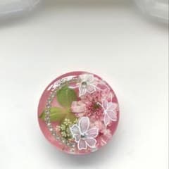 sale】レジン ヘアゴム 花とラインストーン ローズピンク◡̈