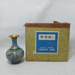 中国景泰蓝花瓶（日本七宝焼）高さ31cm送料込み 中国 北京 伝統工芸 景泰藍 七宝焼 花鳥文 花瓶 インテリア 現状品