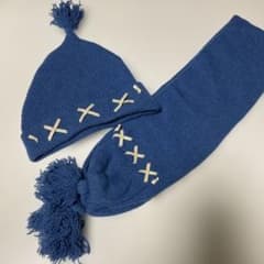 キッズ　ニットキャップ&マフラーセット　ブルーのサムネイル