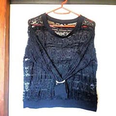 新品 未使用 ブラック 花柄 レース プルオーバーのサムネイル