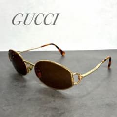 希少 ヴィンテージ GUCCI オーバル サングラス Y2K ゴールド べっ甲