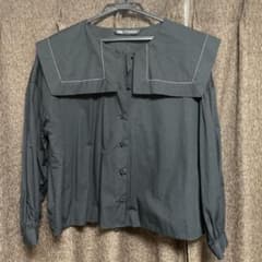 ZARA セーラーカラーブラウス 黒のサムネイル