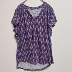 【美品✨】LIZ CLAIBORNEリズクレイボーン【L】総柄半袖ブラウス赤のサムネイル