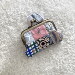 ミナペルホネン パッチワーク ×ちょうちょ がま口ポーチ ハンドメイド