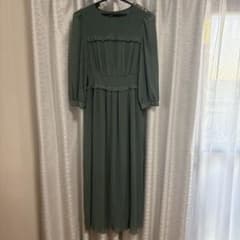 ZARA 結婚式　プリーツロングワンピース グリーンのサムネイル
