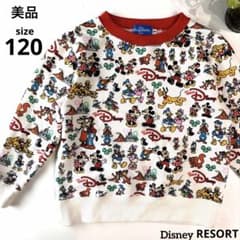 [Excellent Condition] Tokyo Disney Resort Team Disney Sweatshirt, Size 120, Retro Pattern