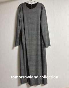 極美品 トゥモローランドコレクション ウールアシンメトリータックロングワンピース トゥモローランド コレクション 】アシンメトリータック ロング