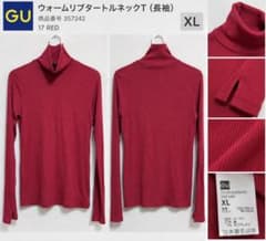 GU ウォームリブタートルネックT 長袖 XL 17 RED 未使用のサムネイル