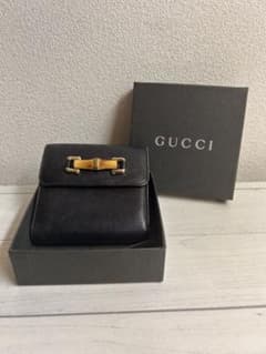 GUCCI バンブー 二つ折り財布 ブラック - メルカリ