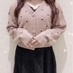 evelyn ハート柄ニットカーディガン ピンクのサムネイル