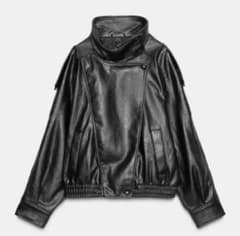 ZARA 黒 レザーライダースジャケットのサムネイル