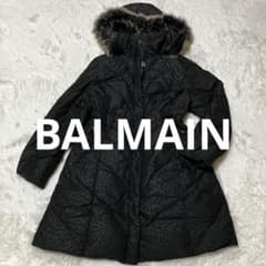 美品 BALMAIN バルマン ブルーフォックス ダウンコート レオパード M 美品】BALMAIN レオパード柄 ダウンコート M／ブルーフォックスファー