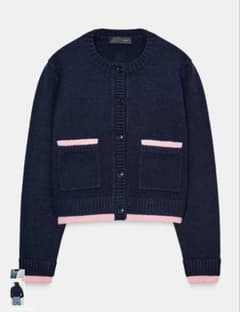 ZARA】コントラストニットジャケット(Sサイズオンライン上完売) - メルカリ
