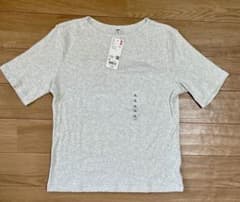 グレー XL ボートネック 半袖Tシャツのサムネイル