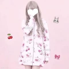 さくらんぼ姫系うさぎ総柄パーカー白Princess MelodyプリメロMARS 