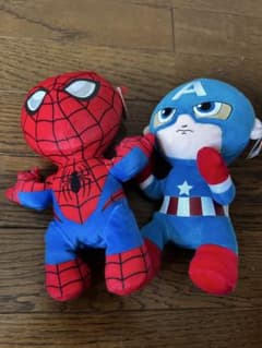 新品】marvel ty ぬいぐるみ スパイダーマン キャプテンアメリカ