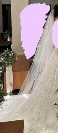ロング ウェディング　ベール 無地　コーム付き 結婚式　Authentiqueのサムネイル