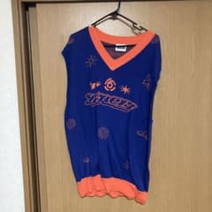 9090 TECHNO Knit Vest ブルー×オレンジのサムネイル