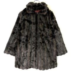 ビッグシルエットUSA製ギャレリーGALLERYフェイクファーコート黒 