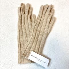 新品タグ付】ジョンストンズ カシミヤ100% ケーブルニット 手袋