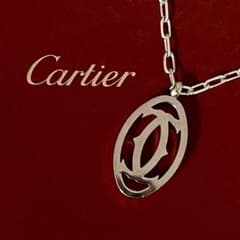 カルティエ Cartier ロゴ ネックレス kチャーム ドゥーブルC シルバー