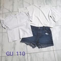 GUコーデ 3点SET  白T&デニム短パンのサムネイル