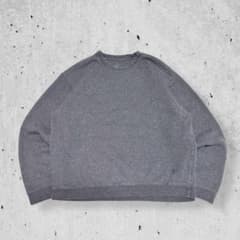 ビンテージ刺繍スウェットトレーナー無地グレーワンポイント短丈ソリッドUSA古着L