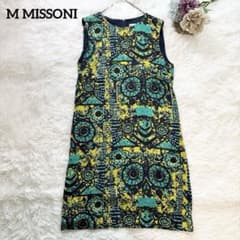 M MISSONI ミッソーニ 総柄 シルク100% ノースリーブワンピース - メルカリ