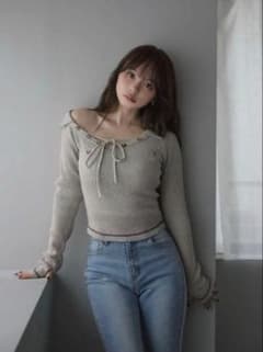 andmary Anita button knit tops beige