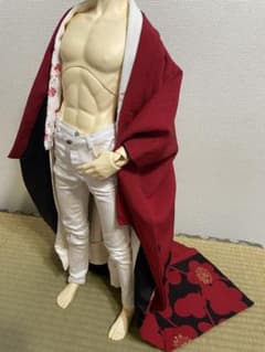 ★人形着物★SD13少年ロング脚　SDGrBお引きずり調/正絹/赤に梅模様!!のサムネイル