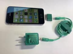 iPhone 4S 16GB 미러 녹색 사용자 정의 패널 제품 및 녹색 충전기 케이블 세트