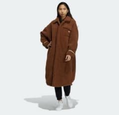 【試着のみ】adidas ボアロングコート ブラウン　Lサイズのサムネイル