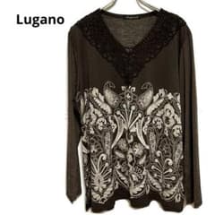 Lugano / Paisley and floral print stretch fabric top, size LL
