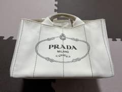 かに子様用　PRADA カナパ　ホワイト トートバッグ　Lサイズのサムネイル