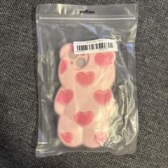 iPhone 15 Case, Heart Pattern, Bear, Pink