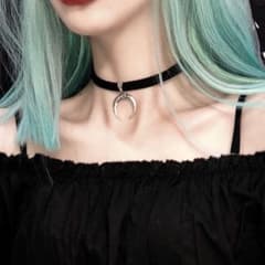【セール】チョーカー ブラック 月 ムーン シルバー 韓国 ユニセックスのサムネイル