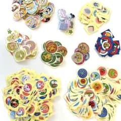 Loose stickers, over 500 pieces, featuring Disney, Sumikko Gurashi, Pokémon, and more.