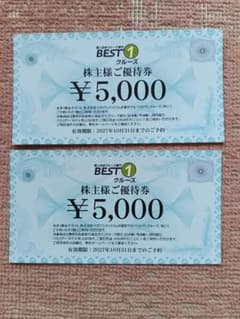 BEST1クルーズ 株主優待券 2枚セット 1万円分のサムネイル