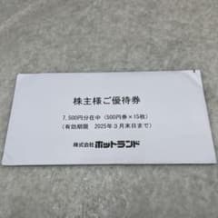ホットランド株主優待券１５枚　７５００円分のサムネイル