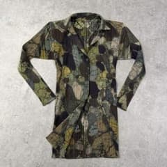プリーツプリーズ イッセイミヤケ ロングシャツ 大理石 ストーン 美品