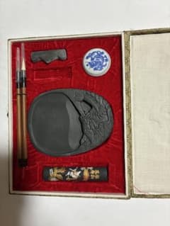 中国金墨硯 書道用具セット 龍彫刻 筆 墨 水滴 - メルカリ