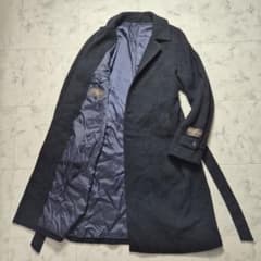 【美品】ユニバーサルランゲージ ステンカラーコート カノニコ ベルト LL ステンカラーコート／CANONICO／Earth,Wind&Fire／ウールラミネート